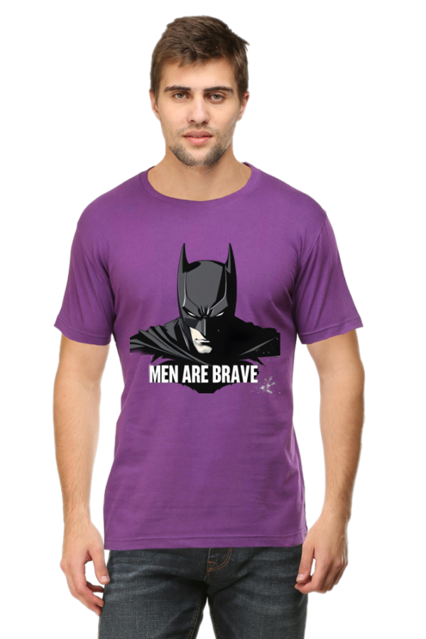 Male Round Neck Half Sleeve Classic Purple S