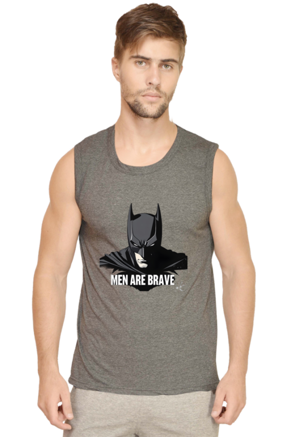Male Round Neck Sleeveless Navy Blue S